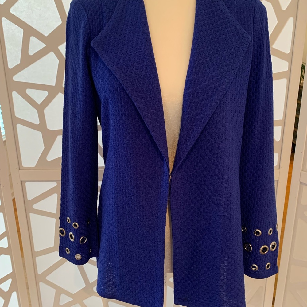 Misook Royal Blue Blazer with Grommet Accents